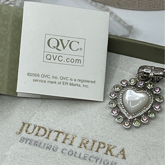 Vintage Judith Ripka Sterling Silver Heart Enhancer Pendant with Mother of Pearl - Picture 9 of 16